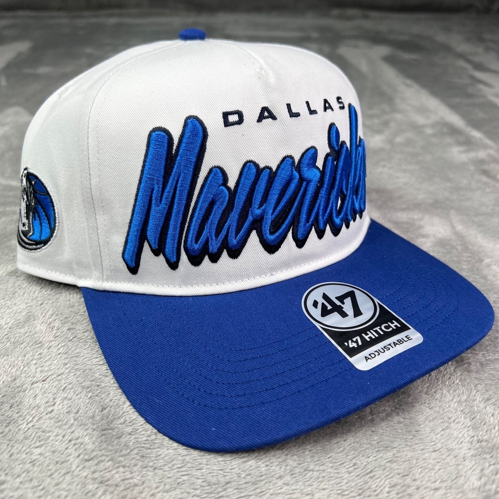 '47 Brand Dallas Mavericks NBA White Blue Shadow Hitch Adjustable Snapback Hat‎